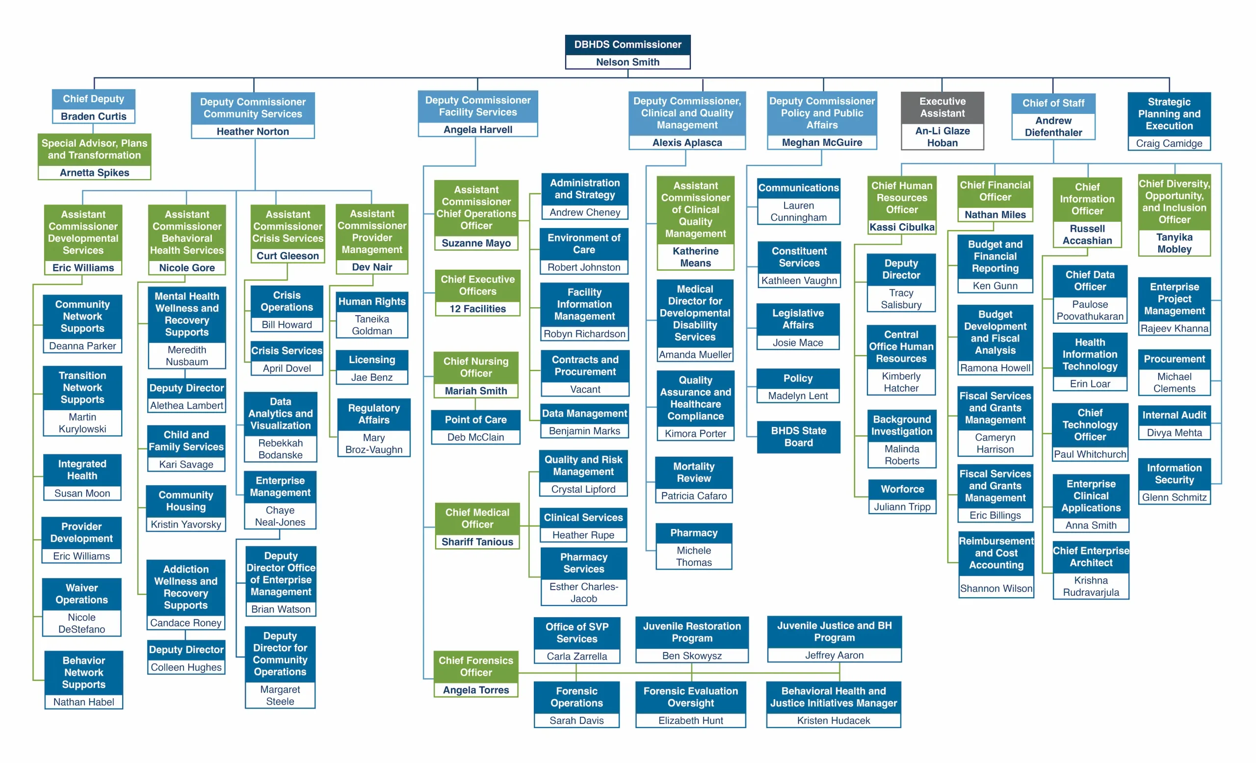 الهيكل التنظيمي لمديرية DBHDS